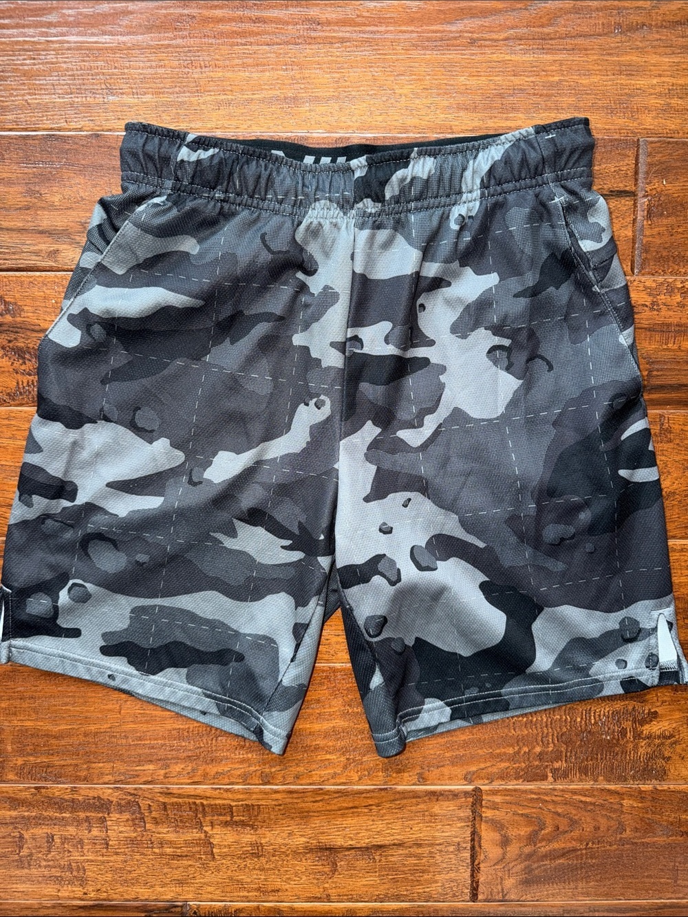 Nike Dri-fit Gray & Black Camo Athletic Shorts